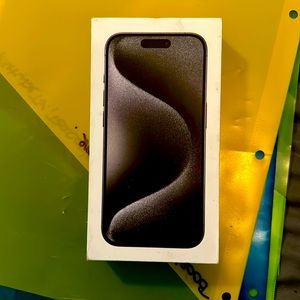 Empty iPhone 15 box for a black iPhone 15 Pro